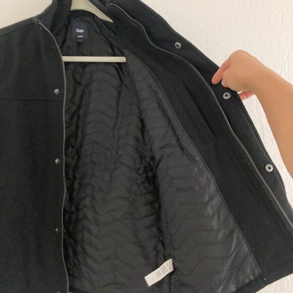 GAP Factory Men's Wool Blend Worker Jacket Zip Up Black Quilted Insulated Small - Picture 9 of 16